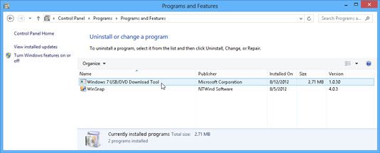 Photographie - Ajouter ou supprimer des programmes dans Windows 8