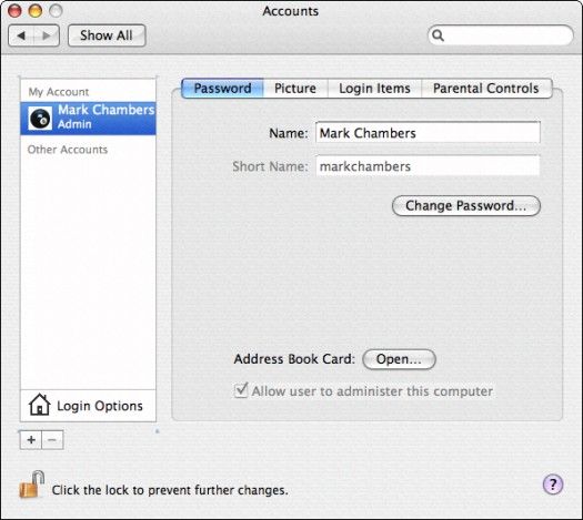 Ajout d'un nouveau compte utilisateur sous Mac OS X