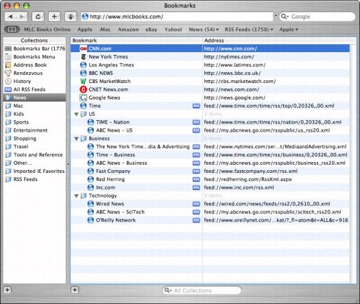 Ajout et l'aide des signets dans Mac OS X's safari