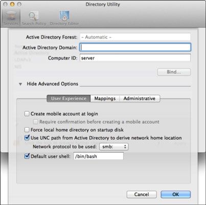 Photographie - Options avancées pour l'intégration de Active Directory dans le serveur de lion