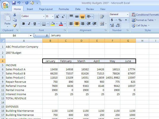 Photographie - Alignement des données Excel 2007 horizontalement et verticalement