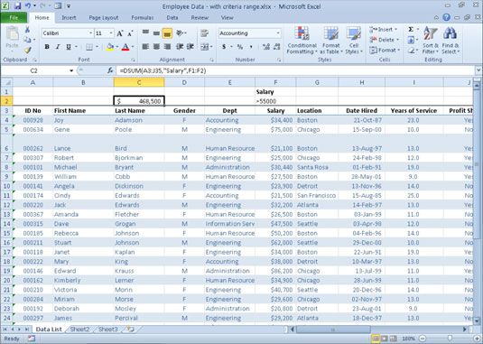 Photographie - Un aperçu des fonctions de base de données de Excel 2010