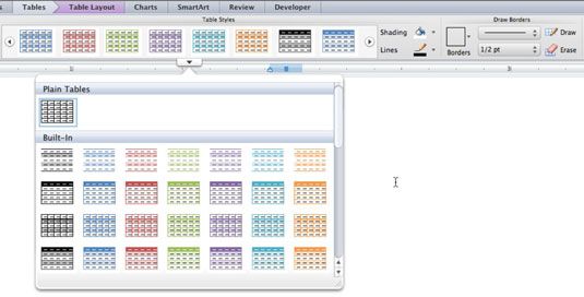 Photographie - Application de styles de tableau dans Word 2011 pour Mac