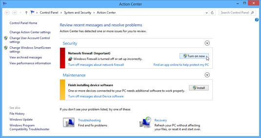 Photographie - Évaluer la sécurité de votre PC dans le Centre Windows 8 d'action