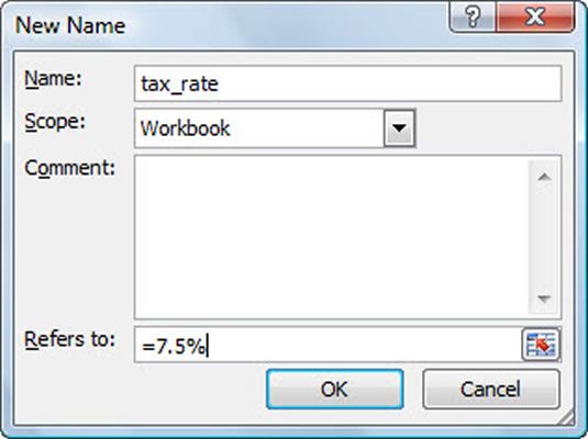 Vous pouvez attribuer un nom de plage à une valeur constante dans Excel 2007.