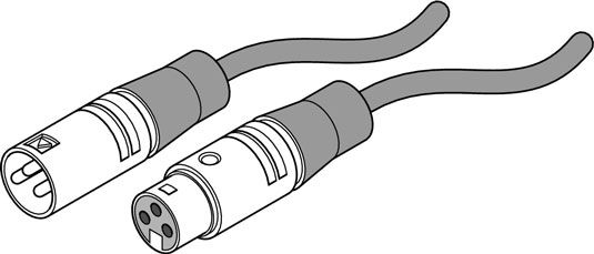 Un connecteur XLR: Une extrémité est de sexe masculin (à gauche) et l'autre est une femme (à droite).