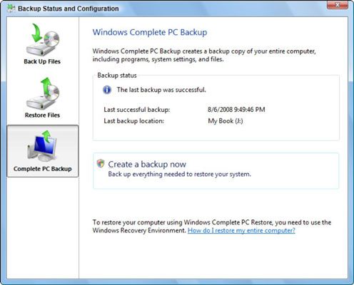 Photographie - Sauvegarder l'intégralité de votre ordinateur avec une sauvegarde complète de PC de Windows Vista