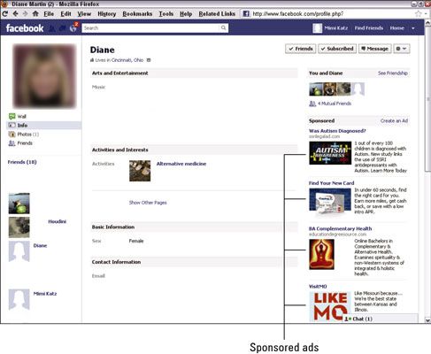 Facebook annonces sur le droit utilisent un modèle PPC d'appel d'offres de combiner une image et du texte. [Crédit: Cour
