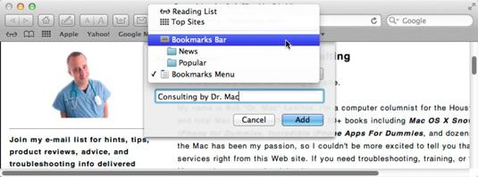 Photographie - Bookmarking pages Web avec Safari dans Mac OS X Lion