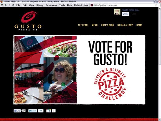Le site Gusto Pizza est un excellent exemple d'une conception basée sur un modèle. [Crédit: Gracieuseté de Gusto