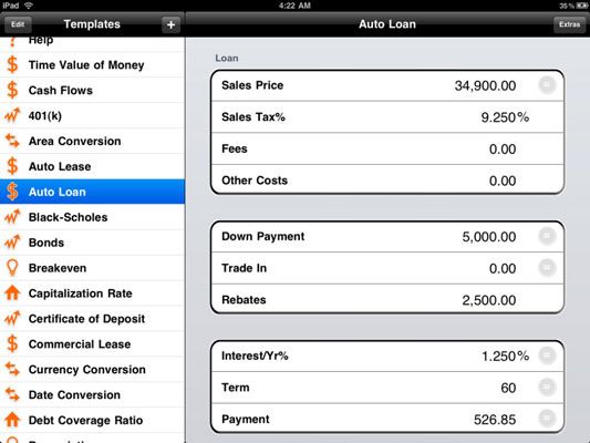 Photographie - Calculer prêts sur votre iPad avec l'application powerone de calculatrice financière