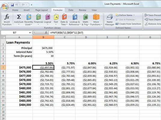 Photographie - Le calcul des paiements de prêt avec la fonction de PMT Excel 2007