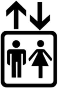 Le symbole infographie internationale pour ascenseur.