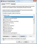 Modification des paramètres de pare-feu de Windows Vista