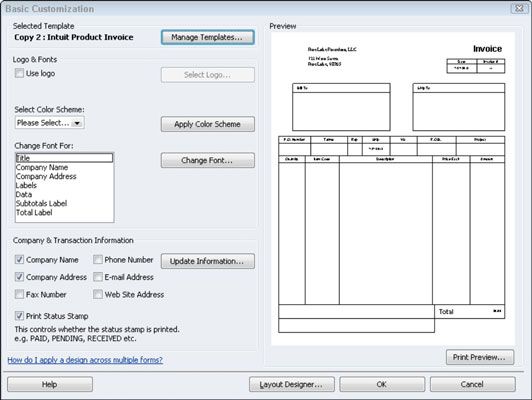 Photographie - Choisissez un modèle de facture QuickBooks 2012 pour personnaliser
