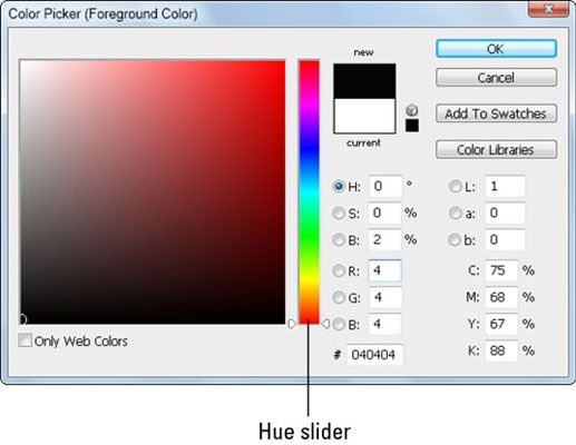 Utilisez le sélecteur de couleurs ou entrer des valeurs numériques pour sélectionner la couleur dans la palette des couleurs.