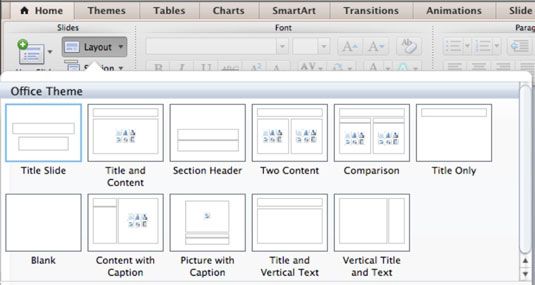 Photographie - Choisir une mise en page de diapositives PowerPoint dans Office 2011 pour Mac