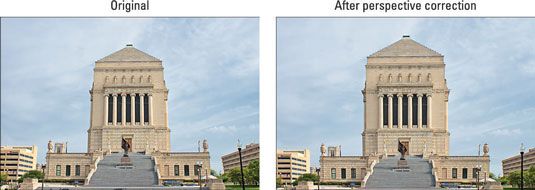 La photo originale convergence exposé (à gauche) - l'application du filtre contrôle de la perspective corrigée