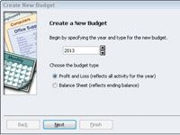 Créer un nouveau budget avec QuickBooks 2012 fixée jusqu'à fenêtre budgets