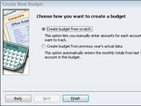 Créer un nouveau budget avec QuickBooks 2012 fixée jusqu'à fenêtre budgets