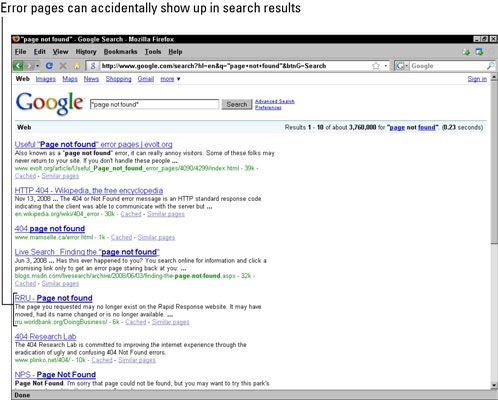 Ce's embarrassing to have your error pages rank with the search engines.
