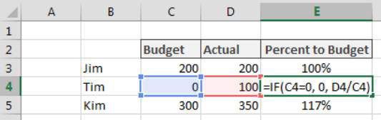 Photographie - Traiter avec de division par zéro erreurs dans Excel