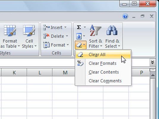 Photographie - Suppression des cellules et des données dans Excel 2007