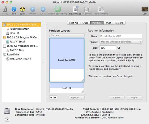 Photographie - Utilitaire de disque dans OS X Mountain Lion