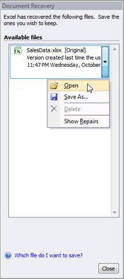 Excel 2007 vous demande de choisir la version du classeur à ouvrir.