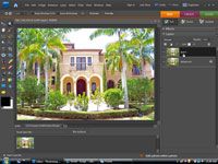 Modification d'une couche de photo numérique avec un des éléments de Adobe Photoshop