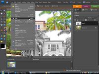 Modification d'une couche de photo numérique avec un des éléments de Adobe Photoshop