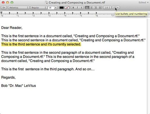 Photographie - Édition et de formatage des documents TextEdit dans Mac OS X Lion