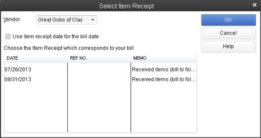Photographie - Entrez un projet de loi si vous avez enregistré un reçu d'article dans QuickBooks 2013