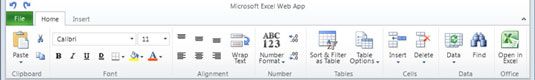 Photographie - Caractéristiques de l'interface web de l'application Excel