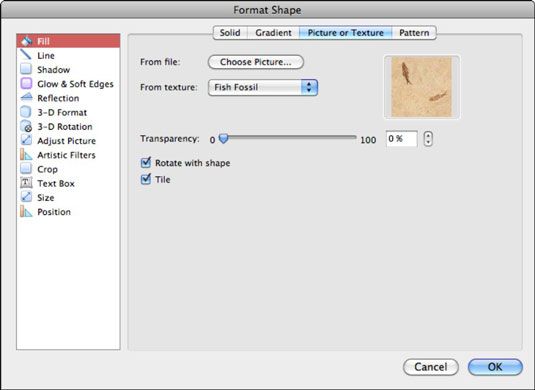 Photographie - Remplir une forme avec un graphique dans Office 2011 pour Mac