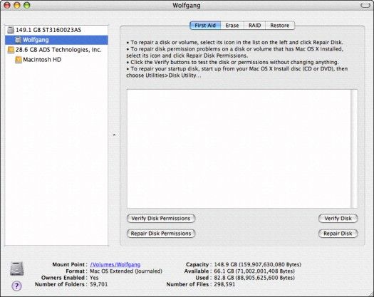 Fixation des choses avec l'utilitaire de disque de Mac OS X