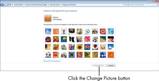 Photographie - Pour les aînés: comment changer compte de l'image de l'utilisateur de votre ordinateur