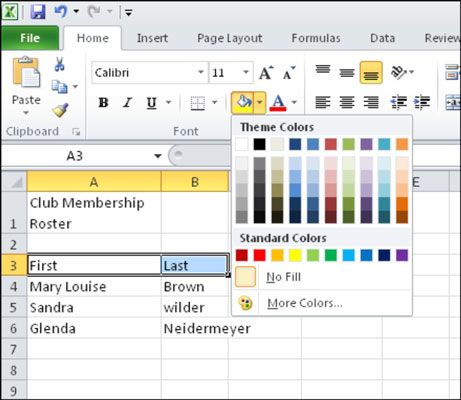 Photographie - Pour les personnes âgées: la façon de remplir la couleur dans Microsoft Excel