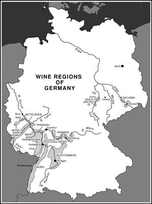 Les régions viticoles de l'Allemagne. [Crédit: & # 169- Akira Chiwaki]