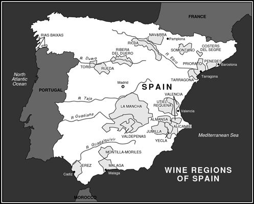 Les régions viticoles d'Espagne. [Crédit: & # 169- Akira Chiwaki]
