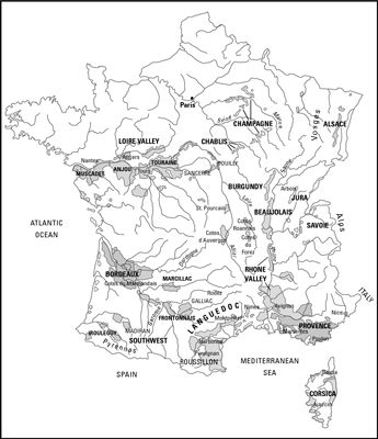 Les nombreuses régions viticoles de France.