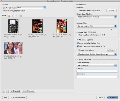 Brancher un iPhone ou un iPad via un câble USB à votre ordinateur et choisissez Obtenir des photos et des vidéos de Ca