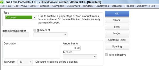 Photographie - Comment ajouter un élément de réduction de la liste des éléments dans QuickBooks 2013