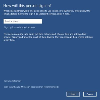 Saisissez une adresse e-mail pour vous inscrire à un compte Microsoft.