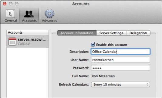 Photographie - Comment ajouter un compte de serveur iCal lion à un client iCal