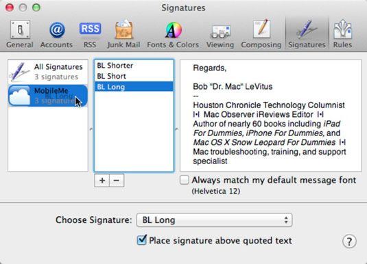 Photographie - Comment ajouter des signatures de courrier dans Mac OS X Lion