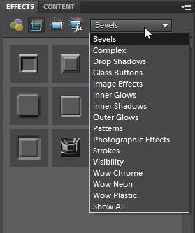 Photoshop Elements offre de nombreuses bibliothèques de style pour les styles de calque.