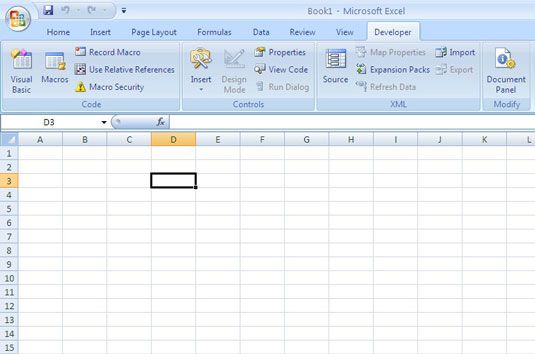 Afficher l'onglet Développeur de travailler avec des macros dans Excel 2007.