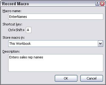 Utilisez la boîte de dialogue Enregistrer une macro pour commencer à créer une macro.