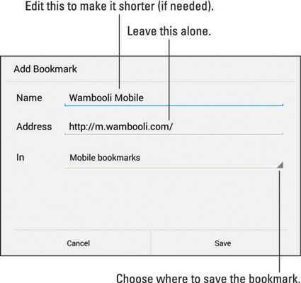 Photographie - Comment insérer un signet d'une page Web sur votre tablette Android